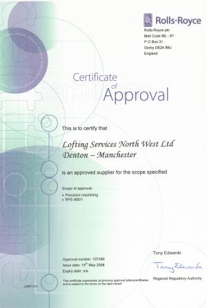 Rolls Royce Certificate of Approval